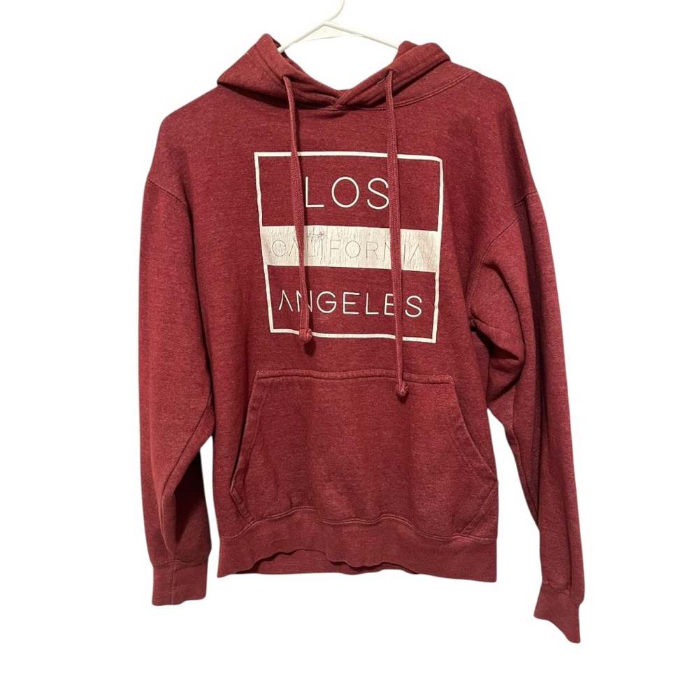Men's Red Pink Hoodie with Los Angeles Print